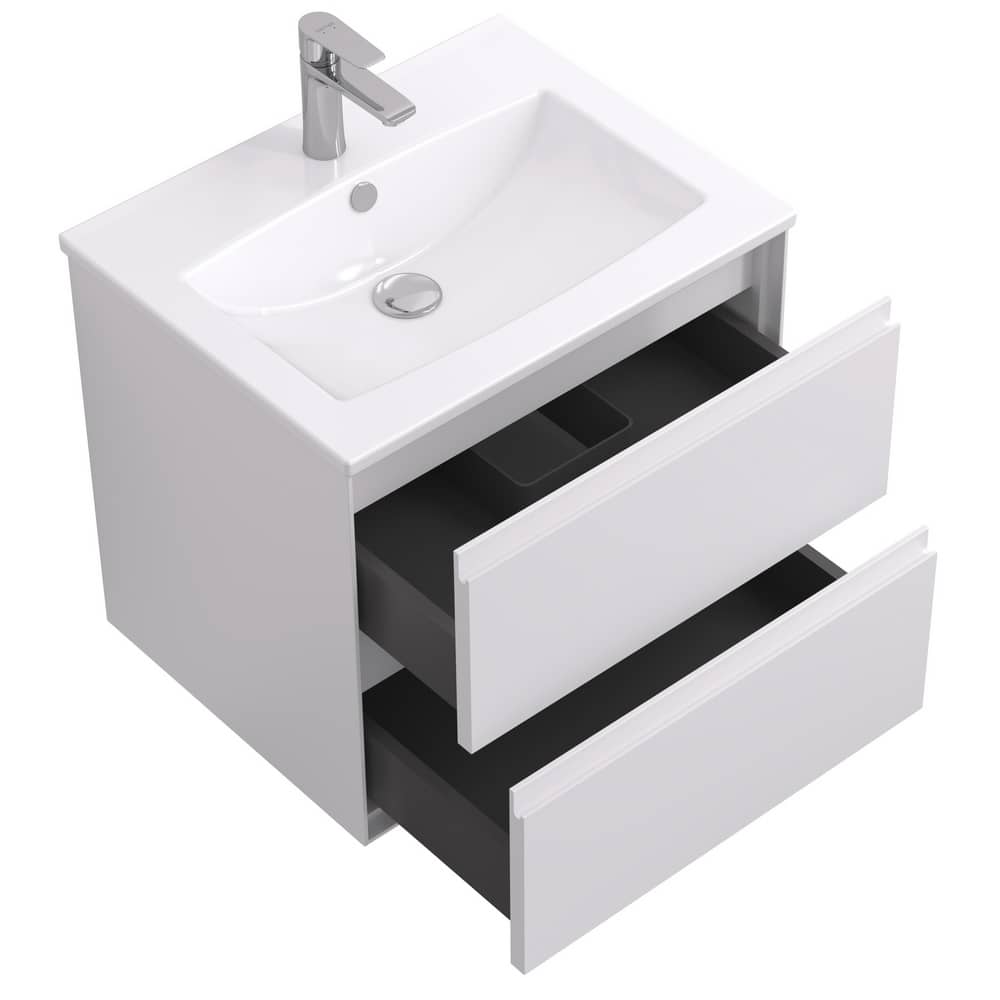 Тумба-умывальник AQUATON Люмин 60 1A293901A52B0 белый матовый с раковиной Элина 60