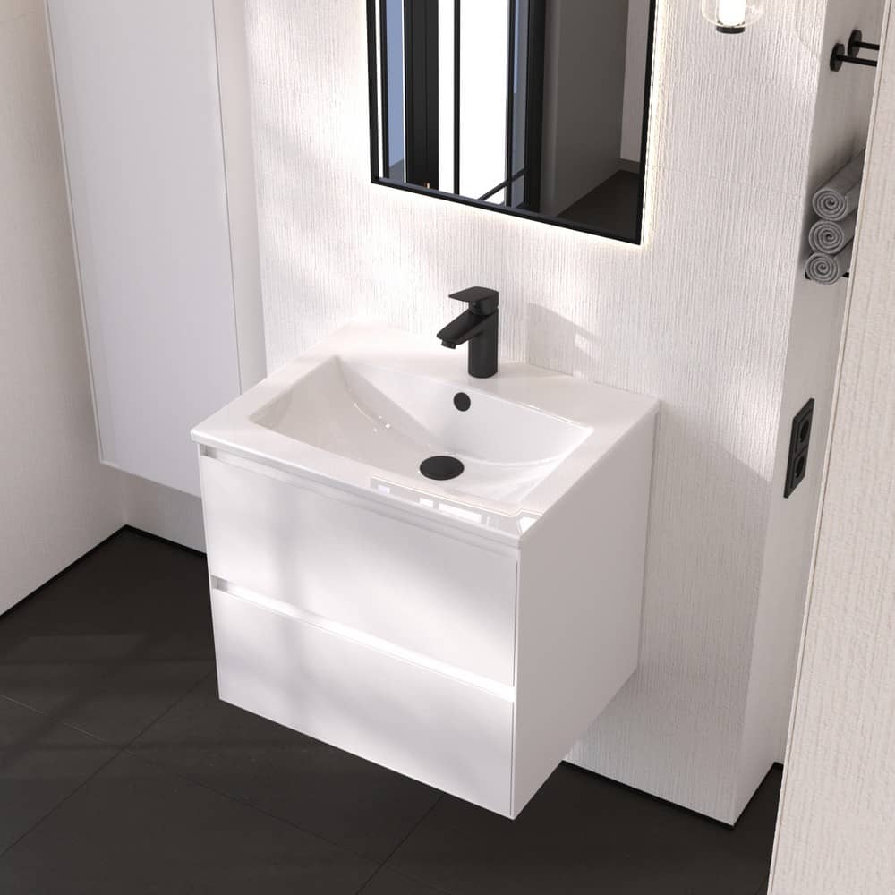 Тумба-умывальник AQUATON Люмин 60 1A293901A52B0 белый матовый с раковиной Элина 60