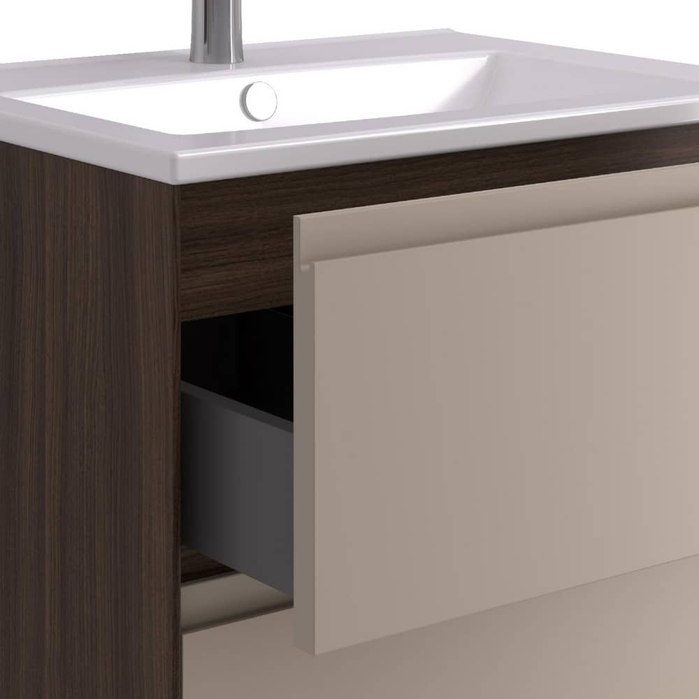 Тумба-умывальник AQUATON Люмин 75 Орех Франклин/Капучино 1A294001A5OK0 с раковиной Элина 75