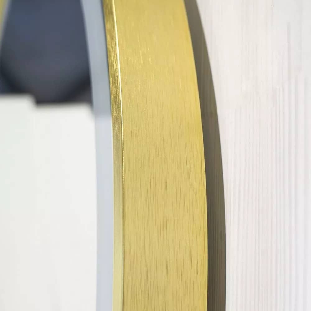 Зеркало в золотой раме 75 см Comforty Лея-75, LED-подсветка, бесконтактный сенсор, антизапотевание