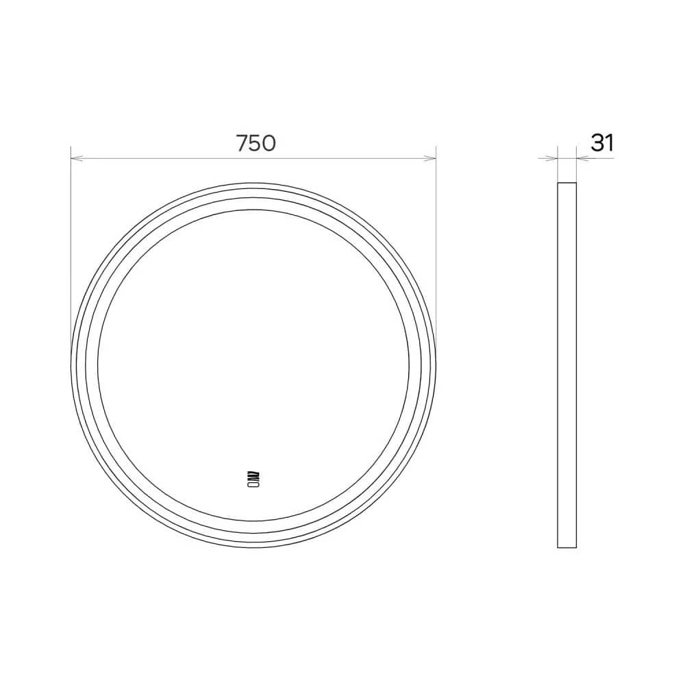 Зеркало в золотой раме 75 см Comforty Лея-75, LED-подсветка, бесконтактный сенсор, антизапотевание