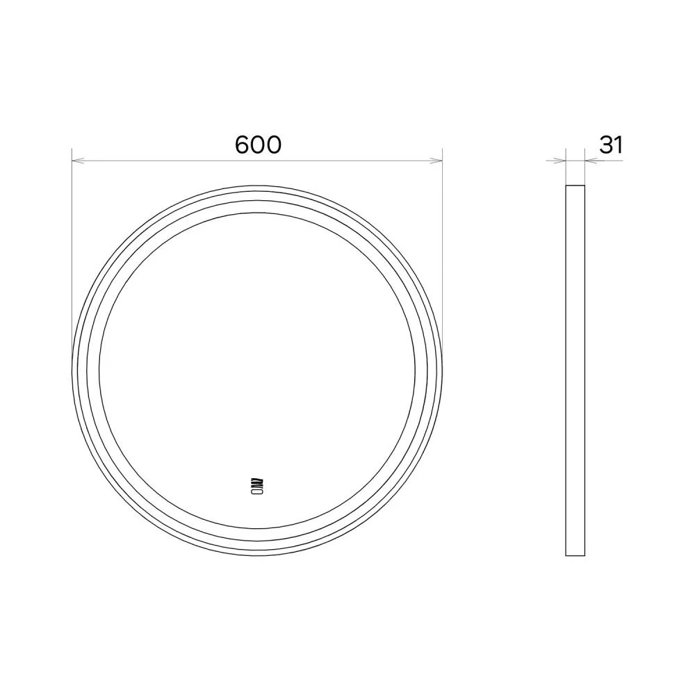 Зеркало в черной раме 60 см Comforty Лея-60, LED-подсветка, бесконтактный сенсор