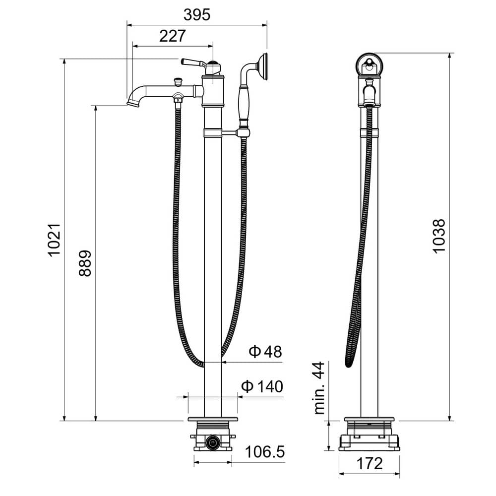 Смеситель для ванны напольный (внешняя и скрытая часть) AQUATEK Классик AQ1545CR, хром Смеситель для ванны напольный (внешняя и скрытая часть) AQUATEK Классик AQ1545CR, хром