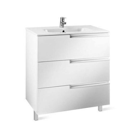 Тумба ROCA Victoria Nord 80 бел.глянец с 3 ящ. ZRU9302835 +умывальник 32799C000