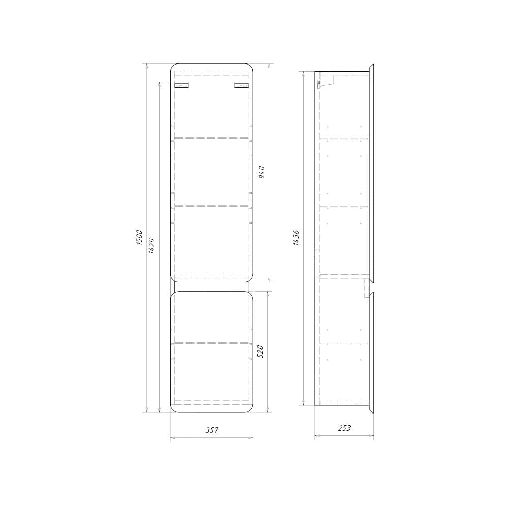 Пенал подвесной 35 см Vento VEN0535 фасад морская дюна VEN0735MD