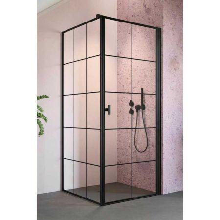 Душевое ограждение NES 8 Black KDJ I Factory дверь 10022090-54-55L + бок. стенка 10039090-54-55