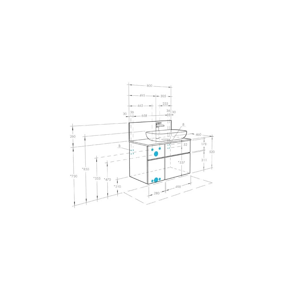 Тумба-умывальник МИШЕЛЬ 80 1A244501MIX40 Дуб Эндгрейн/Белый + столешница + панель + раковина Infinity 60 РАСПРОДАЖА витринный экземпляр