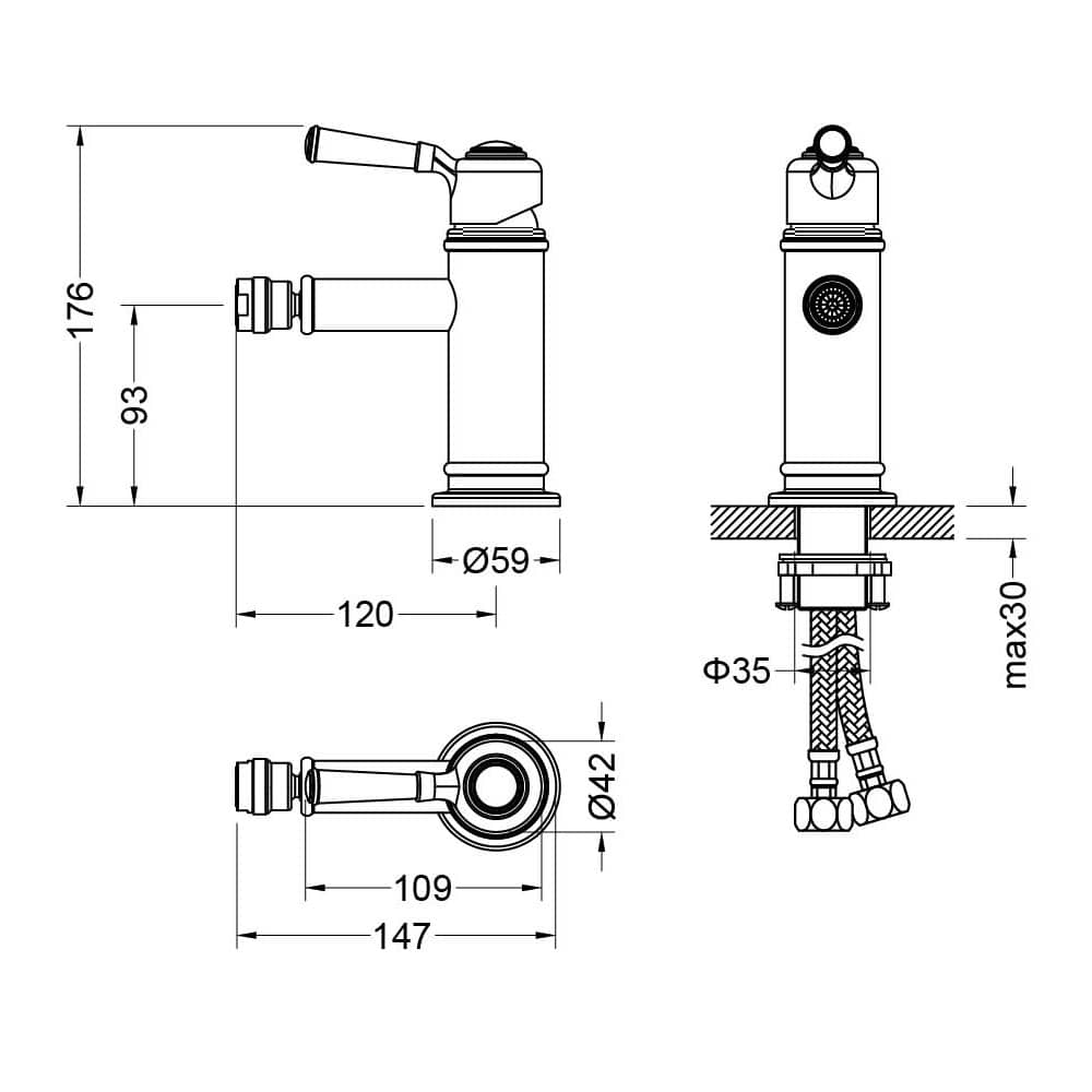 Смеситель для биде Aquatek Классик AQ1518PG полированное золото