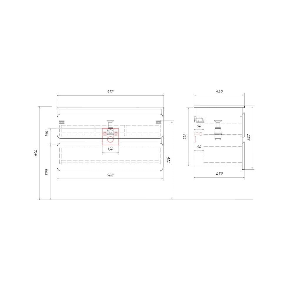 Тумба подвесная Vento 100 см VEN0110 фасад шалфей зеленый VEN0710SH с умывальником Malaga 1000