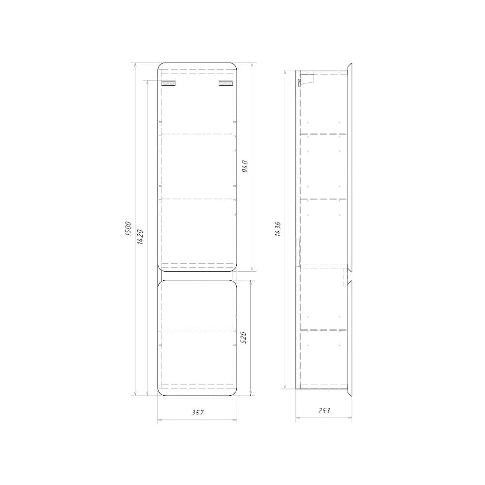 Пенал подвесной 35 см Vento VEN0535 фасад шалфей зеленый VEN0735SH