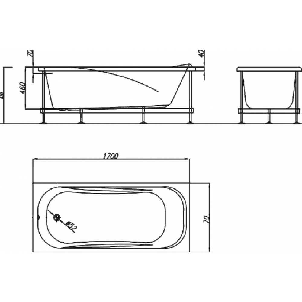 Ванна акриловая STRING 170x70 + фронтальная панель