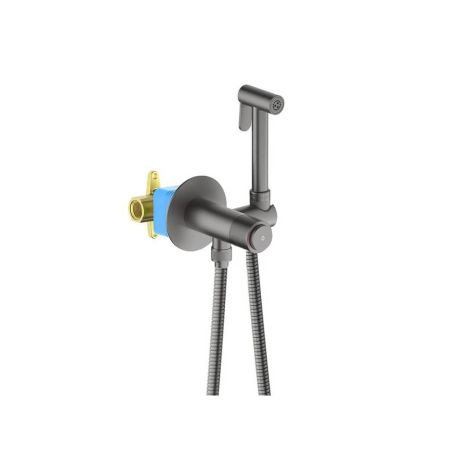 Гигиенический душ встроенный (cмеситель+гигиенич. лейка+шланг) Aquatek Бетта AQ1023BGM, оружейная сталь Гигиенический душ встроенный (cмеситель+гигиенич. лейка+шланг) Aquatek Бетта AQ1023BGM, оружейная сталь