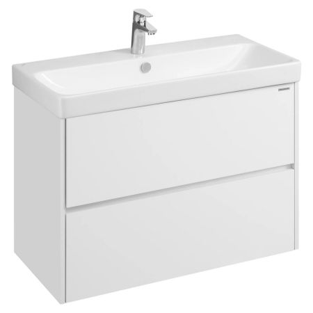 Тумба-умывальник Сканди-90 Белый матовый/Белый глянец 1A251901SD010 + рак. Адриана 90 1WH501629