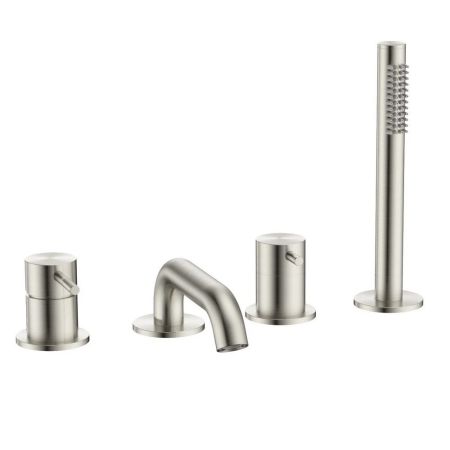 Смеситель на борт ванны на 4 отверстия AQUAme Siena AQM6219BN никель шлифованный