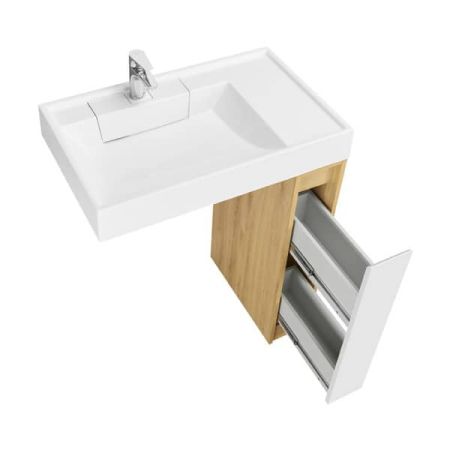 Тумба Лондри 20 под с/машину 1A267101LH0C0 Дуб сантана + рак. Рейн 80 1A72113KRW010 + фасад белый 1A275001LH010