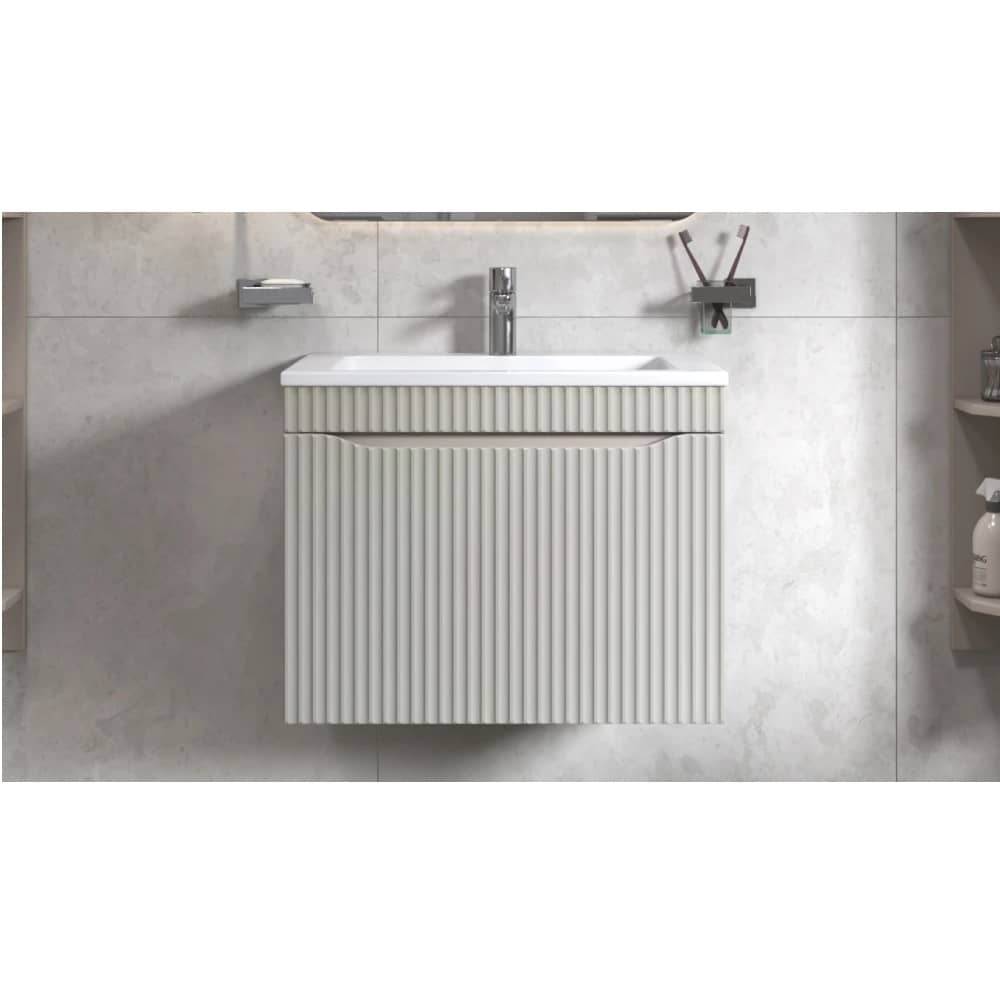 Подвесная тумба Velvex Alba 700-0-1 (Madera Modul) тирамису с раковиной Modul 70