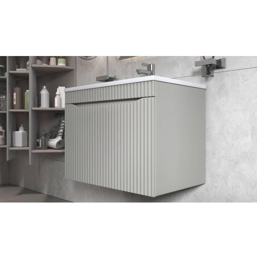 Подвесная тумба Velvex Alba 700-0-1 (Madera Modul) тирамису с раковиной Modul 70