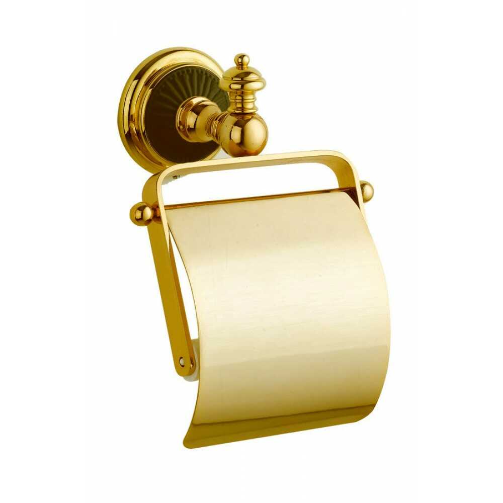 PALAZZO Держатель для туалетной бумаги с крышкой 10151 золото + черная керамика