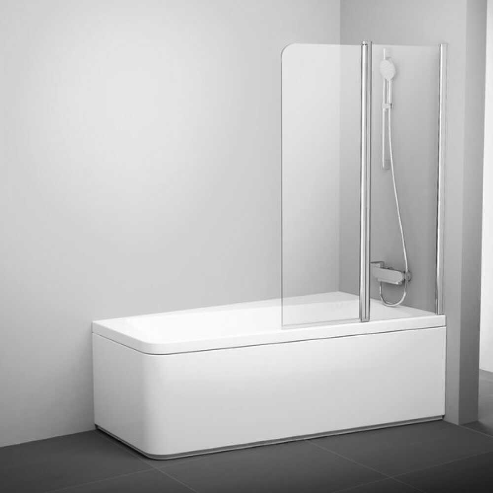 Шторка для ванны 10CVS2-100 7QLA0103Z 990х1500мм белый, стекло прозрачное,левая