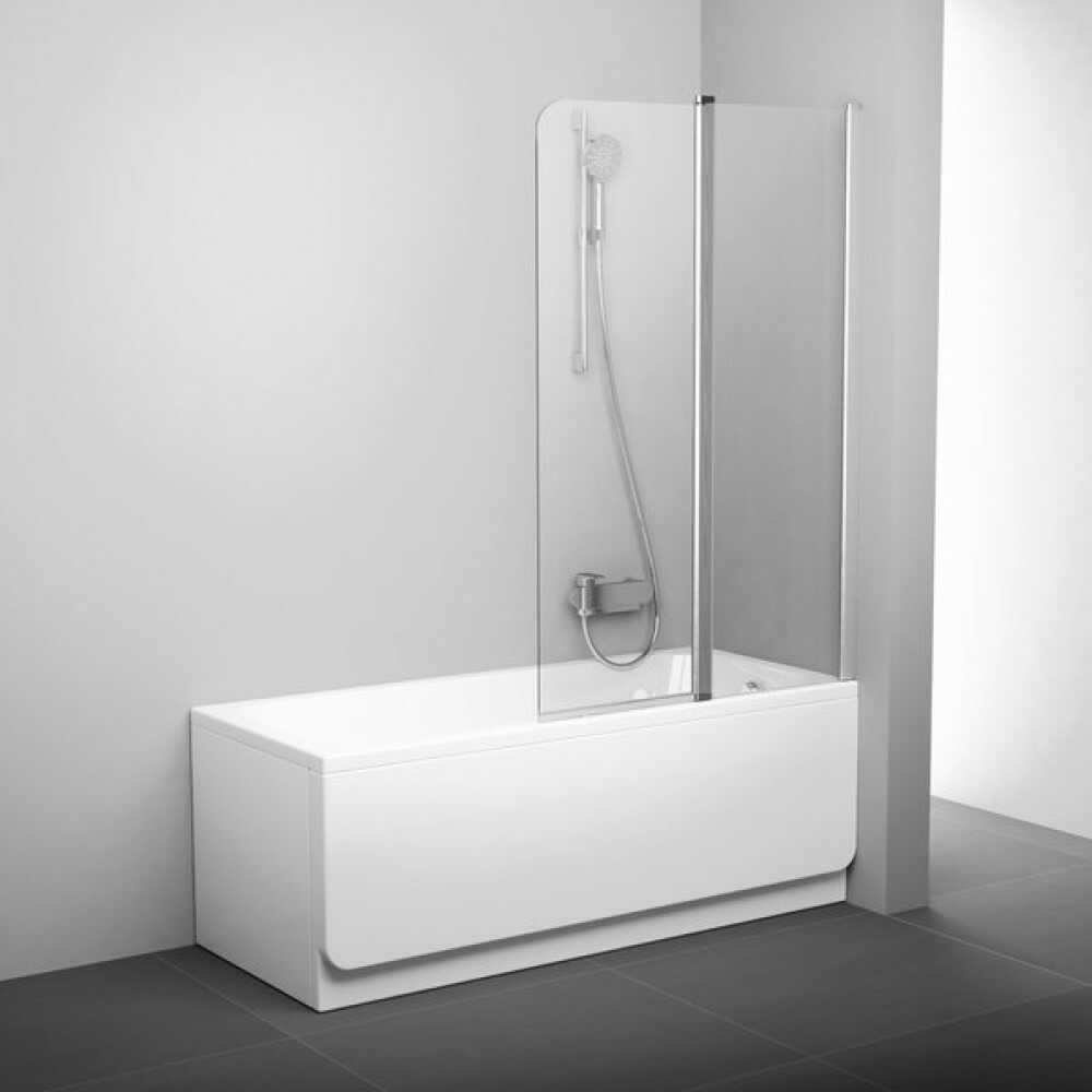Шторка для ванны CVS2-100 7QLA0100Z1 1500мм белый, стекло прозрачное, левая
