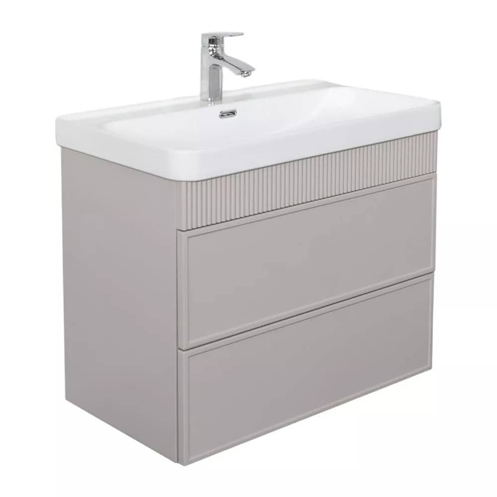 Тумба-умывальник Comforty Мадрид-80М2(Н) серый шёлк c раковиной CF19595BX-80