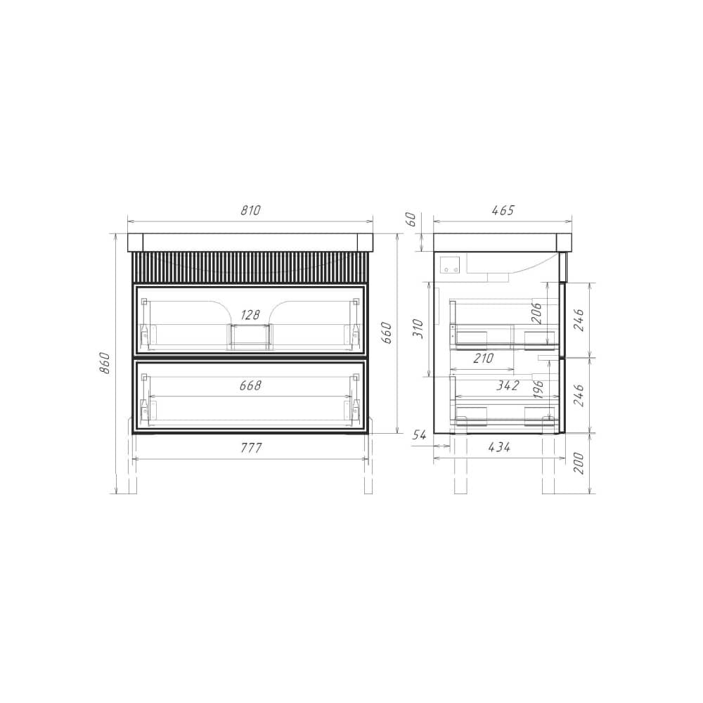 Тумба-умывальник Comforty Мадрид-80М2(Н) серый шёлк c раковиной CF19595BX-80