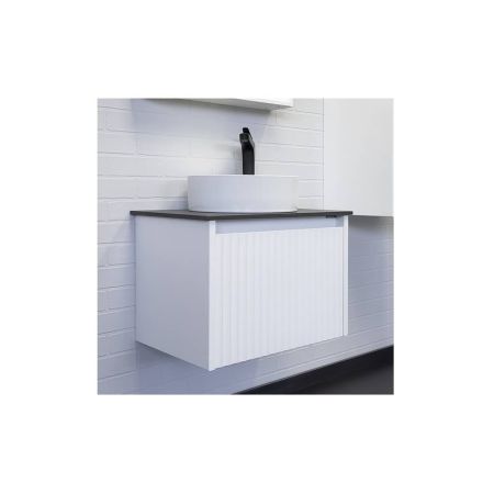 Марсель 60 Тумба-умывальник подвесная белая матовая с столешницей мрамор с рак. Comforty 9111