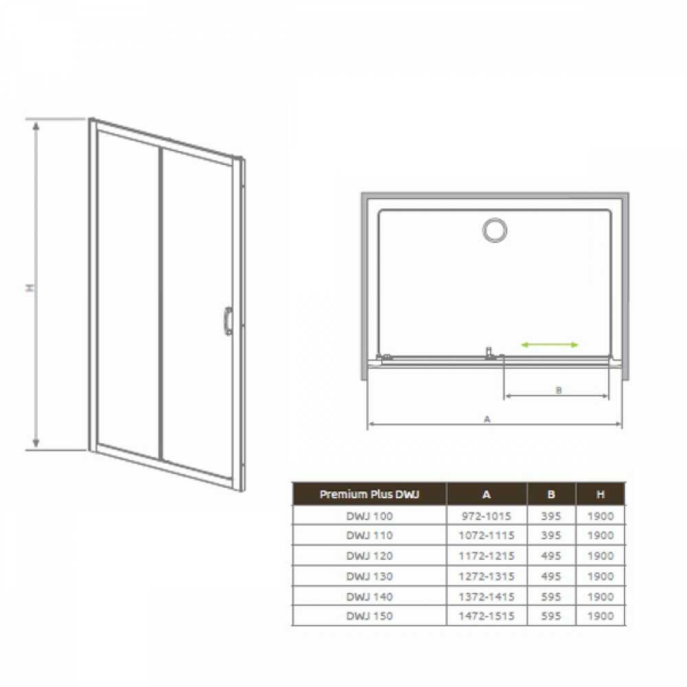 Душевая дверь Premium Plus DWJ 120см 33313-01-01N прозрачное стекло