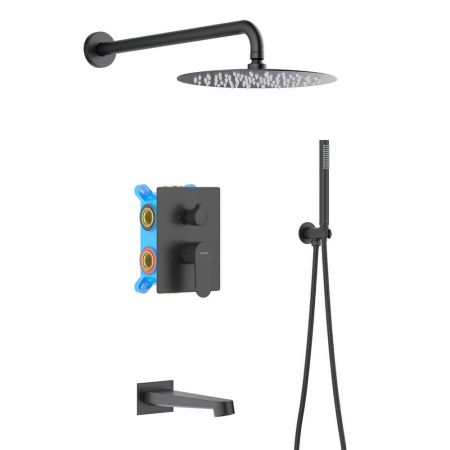 Душевой комплект Set 4 в 1 AQUATEK Оберон AQ1273MB, черный матовый