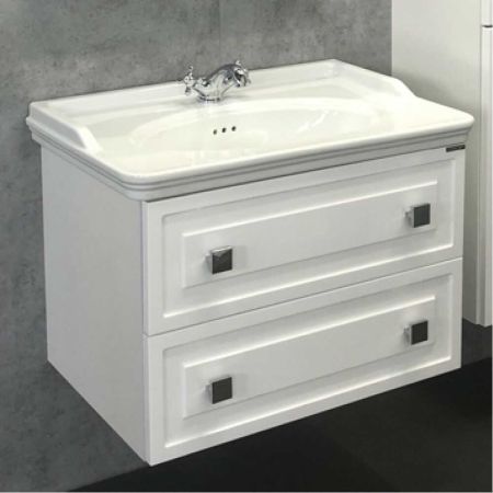 Феррара 80 Тумба-умывальник Белый глянец 565х800х500 мм с раковиной Comforty 50180