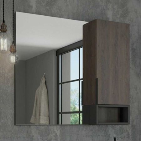 Франкфурт 90 Зеркло-шкаф 800х880х160 мм Дуб шоколадно-коричневый