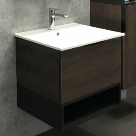 Франкфурт 60 Тумба-умывальник Дуб шоколадно-коричневый 540х600х460 мм с раковиной Comforty 60E