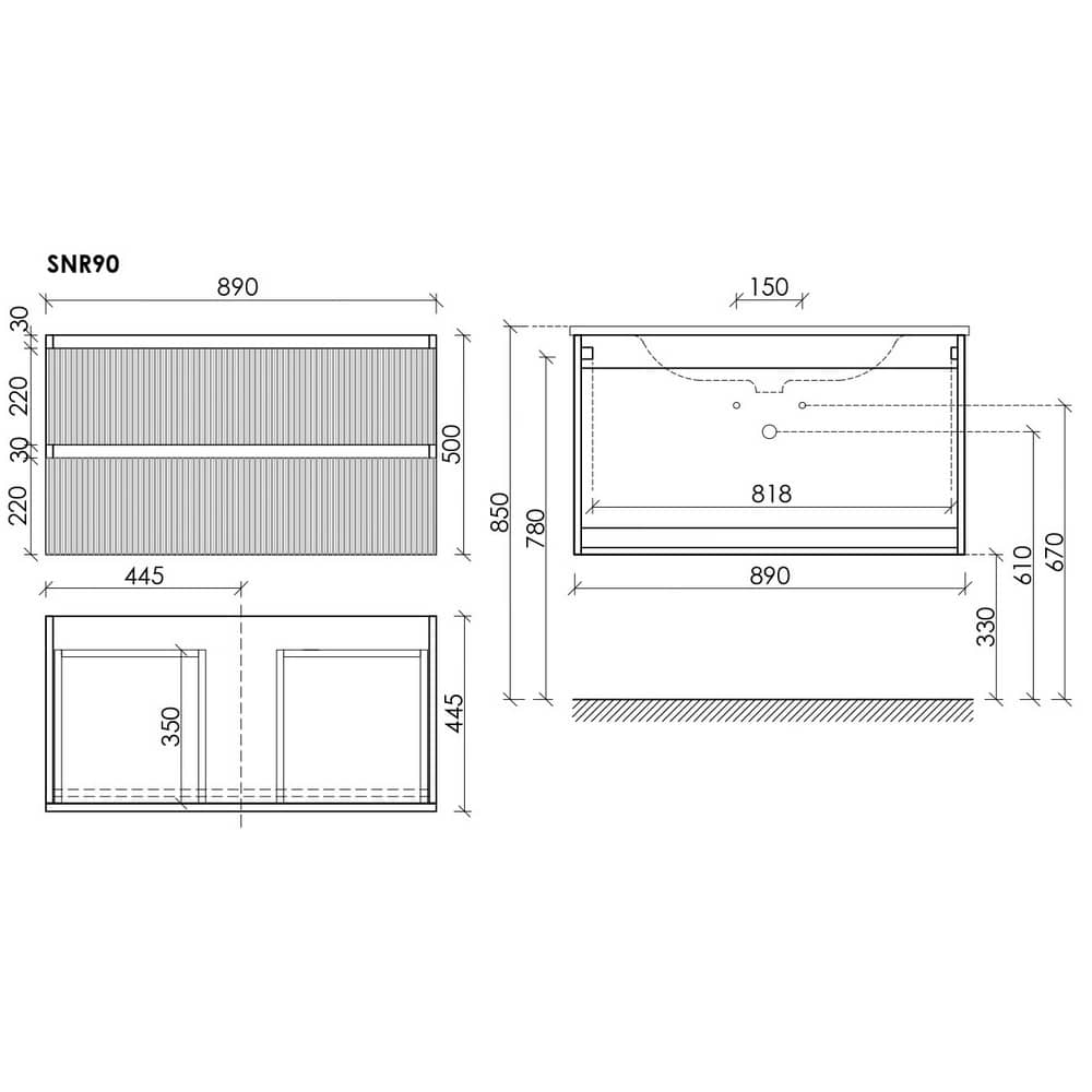 Тумба подвесная 89 см Sancos Snob R Beige Soft SNR90CE бежевый + раковина черная Element CN7002MB