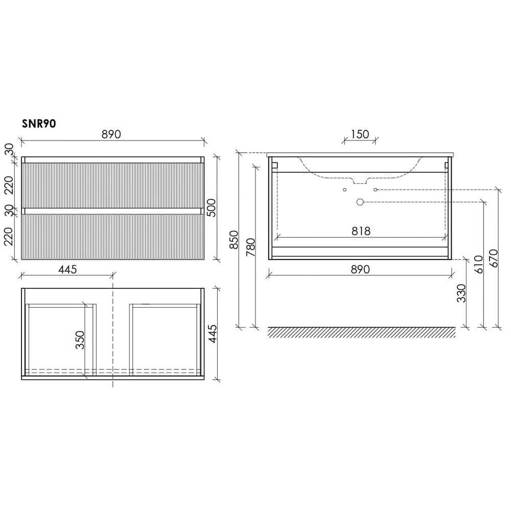 Тумба подвесная 89 см Sancos Snob R Bianco SNR90W + раковина Element CN7002, белый