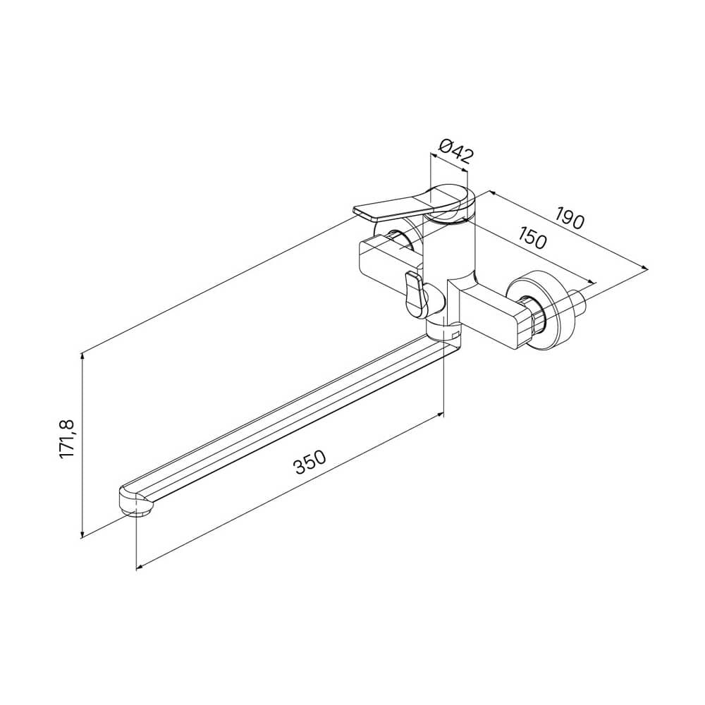 Parker Смеситель для ванны с длинным изливом IDDIS PARSB02i10WA, хром