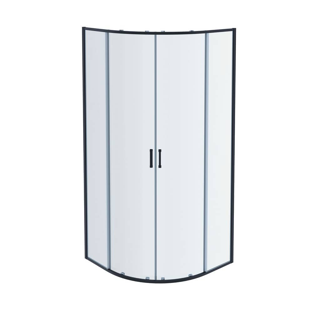 Душевой уголок Aquatek AQ ARI RO 08020BL двери раздвижные 80x80x200, 1/4 круга, черный матовый