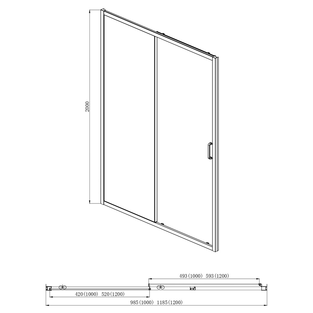 Душевая дверь Aquatek AQ ARI RA 12020CH (старый AQNAA6121-120) 120x200, раздвижная, хром, стекло прозрачное