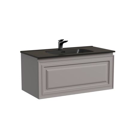 Тумба подвесная 89 см Sancos Very Doha Soft VR90SM + раковина накладная Element CN7002MB черная