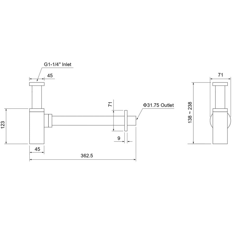 Сифон для умывальника Aquatek AQ6013CR d32, латунь, хром