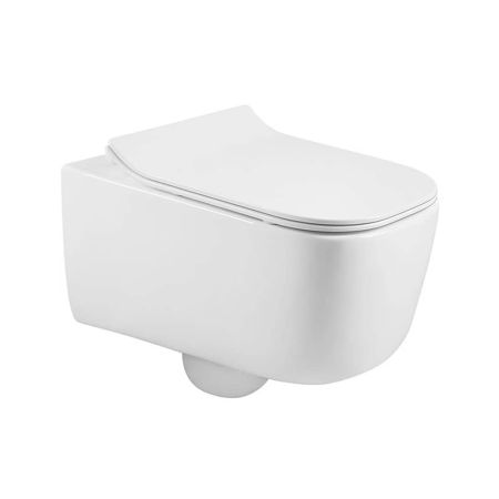 Унитаз подвесной безободковый AQUATEK AQ2002-00 Лугано 510*350*360 мм, тонкое сиденье м/л, крепеж