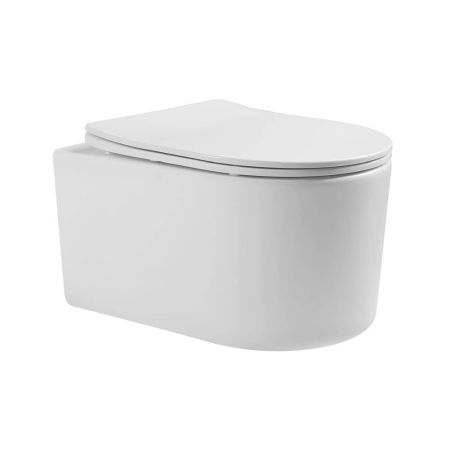 Унитаз подвесной безободковый AQUATEK AQ2004-00 Мия 490*370*340 мм, тонкое сиденье м/л, крепеж