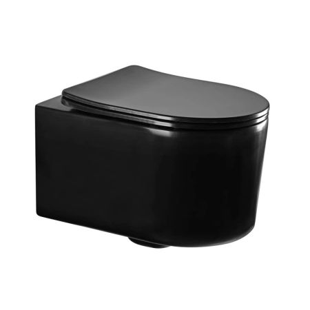 Унитаз подвесной безободковый AQUATEK AQ2004-MB Мия 490*370*340 мм, тонкое сиденье м/л, крепеж, черный