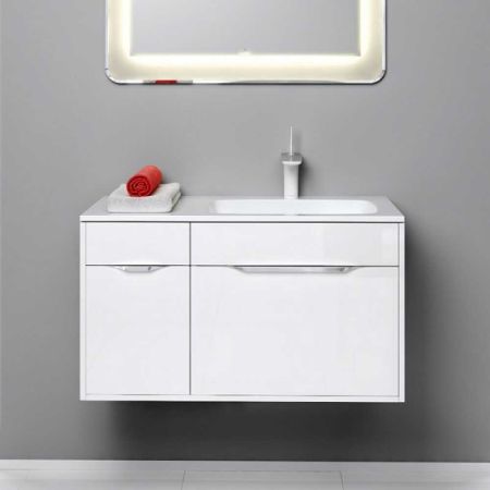 Тумба подвесная Malaga Mal.01.09/R + умывальник Mal.09.04.D-R 52х90х45, белая, правая РАСПРОДАЖА витринный экземпляр