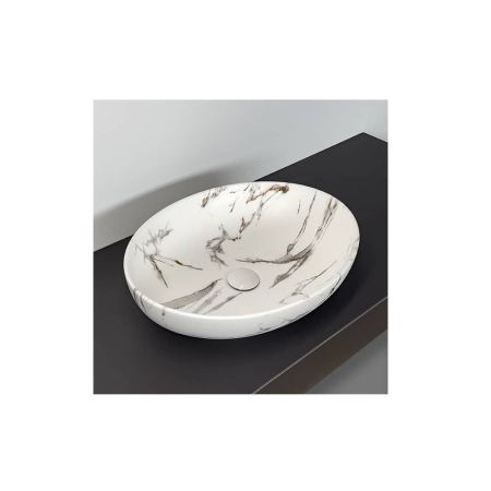 Раковина накладная Comforty N78166MWY-2 под мрамор, овальная, матовая