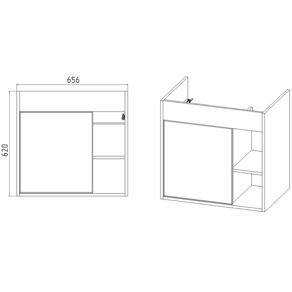 Тумба-умывальник VIANT Бостон 70 подвесная графит VBOS70COG-T1STP с раковиной COMO 70 S-UM-COM70/1-w РАСПРОДАЖА витринный экземпляр