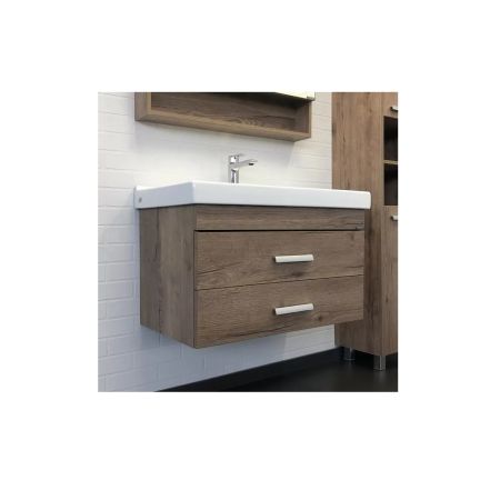 Никосия 80П Тумба-умывальник 53х80х45 см Дуб темный с раковиной Fest 80 FST80SLWB01 РАСПРОДАЖА витринный экземпляр