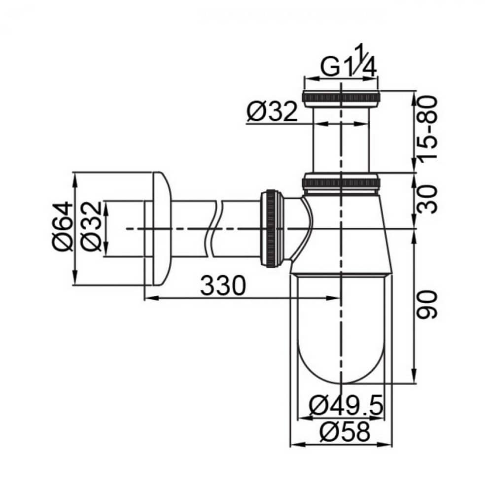 Сифон для раковины VERAGIO VR.SBR-8111.BR бутылочный H140-200 см, 1-1/4″, бронза