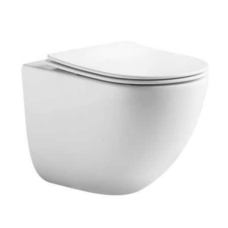 Унитаз подвесной безободковый AQUATEK AQ1993T-00 Гелиос, тонкое сиденье микролифт, смыв торнадо