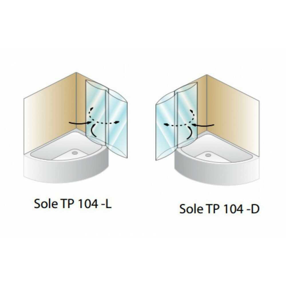 Штора для ванны SOLE TP 104 SILVER 104х140 хром, прозрачное стекло