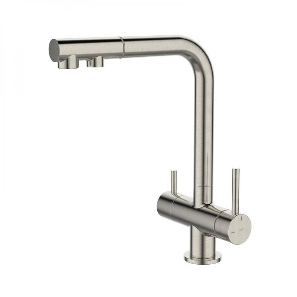 Смеситель для кухни IDDIS Umbra UMBBNPFi05 с выдвижным изливом и каналом для фильтра, сатин